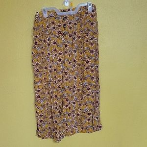 American Eagle gold floral wide leg loose trousers